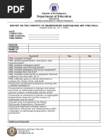 (Template) Report For Mandatory Unannounced Earthquake and Fire Drills in Schools