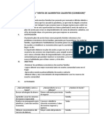 Plan de Accion "Venta de Alimentos Calientes (Comedor) ": I. Diagnóstico