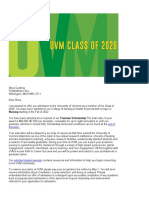 UVM Acceptance Letter