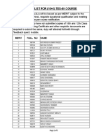 Merit List For Tes 49 Course