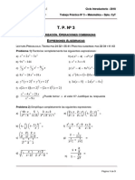 T.P 3 2020 Factorización. Operaciones Combinadas Expresiones Algebraicas