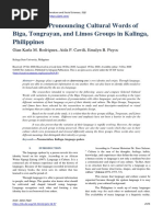 Variation of Pronouncing Cultural Words of Biga, Tongrayan, and Limos Groups in Kalinga, Philippines