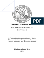 TESIS DOCTORAL LA FRONTERA LINGÜÍSTICA ENTRE ALICANTE Y MURCIA Serena Simón Vives