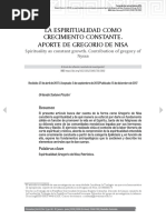 La Espiritualidad Como Crecimiento Constante. Aporte de Gregorio de Nisa