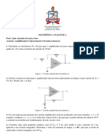 Lista de Exercícios 01 - Amplificadores Operacionais