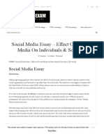 Social Media Essay - Effect of Social Media On Individuals & Society