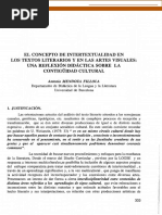 El Concepto de Intertextualidad en Los Textos Literarios Y en Las Artes Visuales: Una Reflexión Didáctica Sobre La Contigüidad Cultural