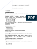 Adição Subtração Divisão e Multiplicação