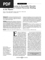 Impulsive Aggression in Personality Disorder Correlates With Tritiated Paroxetine Binding in The Platelet