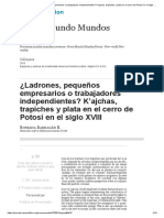 1¿ladrones, Pequeños Empresarios o Trabajadores Independientes - K'ajchas, Trapiches y Plata en El Cerro de Potosí en El Siglo XVIII