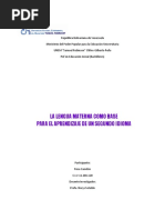 LA LENGUA MATERNA COMO BASE para Aprender Una Segunda Lengua