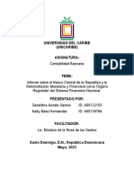 Informe Sobre El Banco Central de La República y La Administración Monetaria y Financiera Como Órgano Regulador Del Sistema Financiero Nacional.