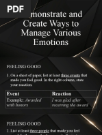 Lesson 15 Demonstrate and Create Ways To Manage Various Emotions