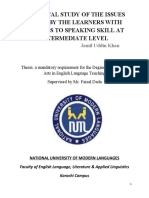 A Critical Study of The Issues Faced by The Learners With Regards To Speaking Skill at Intermediate Level