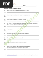 Materials - Metals and Non-Metals Worksheet 2