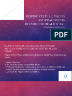 Filipino Culture, Values and Practices in Relation To Health Care of Individual and Family