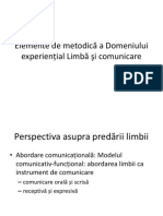 Elemente de Metodică A Domeniului Experiențial Limbă Şi Comunicare