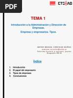 GESTEMP - Tema 1 Introducción A La Administración y Dirección de Empresas. Empresas y Empresarios. Tipos