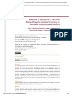 Análisis de La Transición de La Educación Básica Al Proyecto Educativo Bolivariano en Venezuela. Una Aproximación Analítica