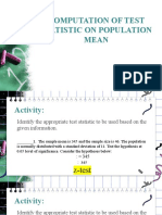 Computation of Test Statistic On Population Mean