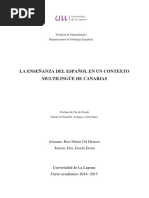 La Ensenanza Del Espanol en Un Contexto Multilingüe de Canarias.