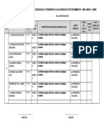 Ficha de Registro de Asistencia de Estudiantes A Las Horas de Reforzamiento Mes