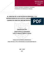 Analisi de La Rotacion de Personal y Su Repercusion en Los Costos Laborales de Cines