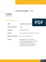 Actividad Calificada - T2 Tarea: I. Datos Informativos