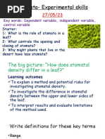 Stomata Experimental Skills