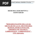 Memoria Descriptiva Inst. Sanitarias Burga