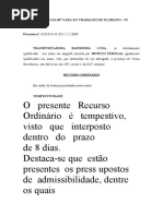 Ao Juízo Da 89 Vara Do Trabalho de Floriano