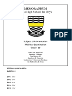 MEMO Grade 10 LO Exam Term 2 - 2019 June