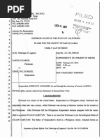 Respondent's Statement of Issues in Re Marriage of Lugaresi: Alleged Human Trafficking Case Santa Clara County Superior Court Judge James Towery