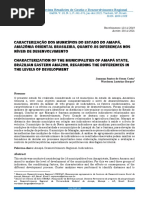 Caracterização Dos Municípios Do Estado Do Amapá, Amazônia Oriental Brasileira, Quanto Às Diferenças Nos Níveis de Desenvolvimento