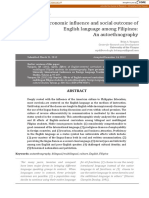 Politico-Economic Influence and Social Outcome of English Language Among Filipinos: An Autoethnography