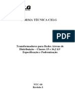 NTC 10 - Transformadores para Redes Aereas de Distribuição