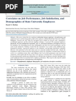 Correlates On Job Performance, Job Satisfaction, and Demographics of State University Employees