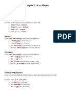 Inglês 7º Ano - Past Simple - Ficha de Trabalho