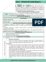 Planeación Didáctica - Primaria 5to Grado Bloque 5. 5 TIEMPO Semana 1