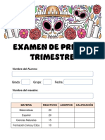 Examen Primer Trimestre Tercer Grado 2023