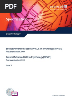 Psychology GCE Edexcel Spec