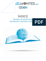 Índice Temario de Oposiciones Geografía e Historia 2020-2021