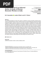 Sumalatha Et Al 2021 Impact of Covid 19 On Informal Sector A Study of Women Domestic Workers in India