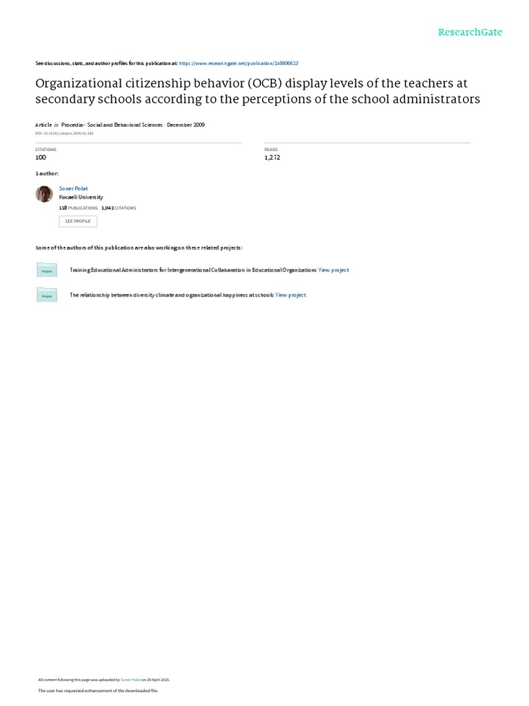 Organizational Citizenship Behavior OCB Display Le | PDF