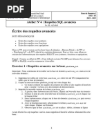 Atelier N°4 Requetes SQL Avancées