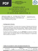 1 Séminaire Introductif M1