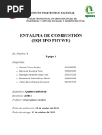 Entalpia de Combustión (Equipo Phywe) : Instituto Politécnico Nacional