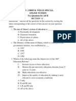 Rev. Chris K. Welle Special Online Tuition Try Questions For AD II Section A'