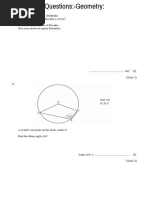 Geometry Past Paper Questions