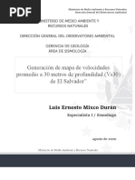 Generación de Mapa de Velocidades Promedio A 30 Metros de Profundidad (Vs30) de El Salvador 2021.